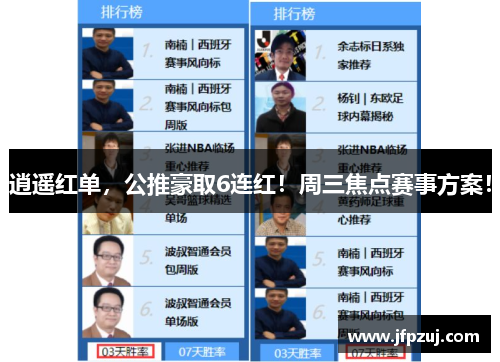 逍遥红单，公推豪取6连红！周三焦点赛事方案！
